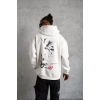 MARSiLYAN- Erkek Şapkalı Güvercin Baskılı Kapşonlu Sweat - Beyaz