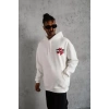 MARSiLYAN- Erkek Şapkalı Güvercin Baskılı Kapşonlu Sweat - Beyaz