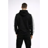 MARSiLYAN- Erkek Şeritli Kapüşonlu Sweatshirt Oversize 3 Iplik Pamuklu - Siyah