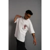 MARSiLYAN- Erkek Sırt Baskılı A Kalite Oversize T-shirt - Beyaz