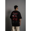 MARSiLYAN- Erkek Sırt Baskılı A Kalite Oversize T-shirt - Siyah