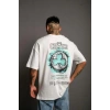MARSiLYAN- Erkek Sırt Baskılı T-shirt - Beyaz