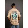 MARSiLYAN- Erkek Sırt Baskılı T-shirt - Bej