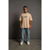 MARSiLYAN- Erkek Sırt Baskılı T-shirt - Bej