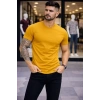 MARSiLYAN- Erkek T-Shirt Bisiklet Yaka Slim Fit Dar Kesim Likralı Tişört Günlük Basic Body - Limon