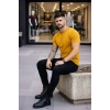 MARSiLYAN- Erkek T-Shirt Bisiklet Yaka Slim Fit Dar Kesim Likralı Tişört Günlük Basic Body - Limon