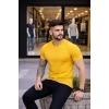 MARSiLYAN- Erkek T-Shirt Bisiklet Yaka Slim Fit Dar Kesim Likralı Tişört Günlük Basic Body - Sarı