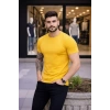 MARSiLYAN- Erkek T-Shirt Bisiklet Yaka Slim Fit Dar Kesim Likralı Tişört Günlük Basic Body - Sarı
