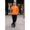MARSiLYAN- Erkek T-Shirt Bisiklet Yaka Slim Fit Dar Kesim Likralı Tişört Günlük Basic Body - Turuncu