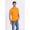 MARSiLYAN- Erkek T-Shirt V Yaka Slim Fit Dar Kesim Likralı Tişört Günlük Basic Body - Sarı