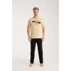MARSiLYAN- Erkek Ten Rengi Kısa Kol Pijama Takımı