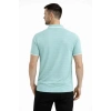 MARSiLYAN- Erkek Triko Kumaş Yakalı Düğmesiz Açık Yaka Fitilli Kısa Kollu Regular Fit Tişört T-shirt - Mint Yeşili