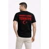 MARSiLYAN- Erkek TÜRKİYE Ay Yıldız Baskılı Taraftar Forma T-Shirt - Siyah