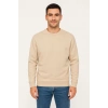 MARSiLYAN- Erkek Üç İplik Düz Bisiklet Yaka SweatShirt - Bej