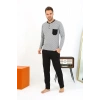 MARSiLYAN- Erkek Uzun Kol Penye Füme Pijama Takımı