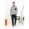 MARSiLYAN- Erkek Uzun Kol Penye Füme Pijama Takımı