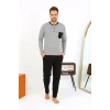 MARSiLYAN- Erkek Uzun Kol Penye Füme Pijama Takımı