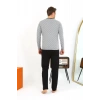 MARSiLYAN- Erkek Uzun Kol Penye Füme Pijama Takımı