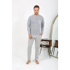 MARSiLYAN- Erkek Uzun Kol Penye Gri Pijama Takımı