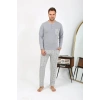 MARSiLYAN- Erkek Uzun Kol Penye Gri Pijama Takımı