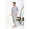 MARSiLYAN- Erkek Uzun Kol Penye Gri Pijama Takımı