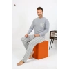 MARSiLYAN- Erkek Uzun Kol Penye Gri Pijama Takımı