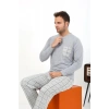 MARSiLYAN- Erkek Uzun Kol Penye Gri Pijama Takımı