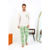 MARSiLYAN- Erkek Uzun Kol Penye Krem Pijama Takımı
