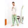 MARSiLYAN- Erkek Uzun Kol Penye Krem Pijama Takımı
