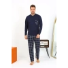 MARSiLYAN- Erkek Uzun Kol Penye Lacivert Pijama Takımı