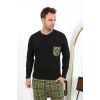 MARSiLYAN- Erkek Uzun Kol Penye Siyah Pijama Takımı