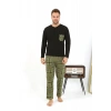 MARSiLYAN- Erkek Uzun Kol Penye Siyah Pijama Takımı