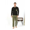 MARSiLYAN- Erkek Uzun Kol Penye Siyah Pijama Takımı
