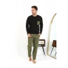 MARSiLYAN- Erkek Uzun Kol Penye Siyah Pijama Takımı