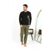 MARSiLYAN- Erkek Uzun Kol Penye Siyah Pijama Takımı