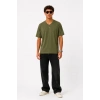 MARSiLYAN- Erkek V Yaka Basic Tişört Kısa Kol Yazlık Regular Fit T-Shirt - Haki
