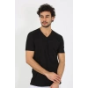 MARSiLYAN- Erkek V Yaka Siyah Penye Atlet