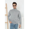 MARSiLYAN- Erkek Yarım Boğaz Triko Kazak Yumuşak Dokulu Pamuklu Ince Dokuma, Uzun Kollu Rahat Regular Kalıp - Gri