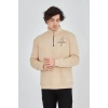 MARSiLYAN- Erkek Yarım Fermuarlı Baskılı Sweat - Bej