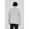 MARSiLYAN- Erkek Yarım Fermuarlı Baskılı Sweat - Boyalı Gri