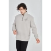 MARSiLYAN- Erkek Yarım Fermuarlı Baskılı Sweat - Boyalı Gri