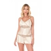 MARSiLYAN-  Fildişi Saten Babydoll Şort Takımı