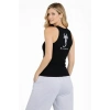 MARSiLYAN- Fitilli Atlet Sıfır Yaka Slim Fit Arka Baskılı Spor Atlet - Siyah
