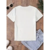 MARSiLYAN- Fiyonk Baskılı Oversize Bisiklet Yaka T-shirt - Beyaz