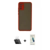 MARSİLYAN™- Galaxy A03S Kılıf Ahenk Çizgi Serisi - Şeffaf Pasifik Cam Ekran Koruyucu + Kamera Lens Koruma Cam - SF
