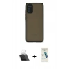 MARSİLYAN™- Galaxy A03S Kılıf Ahenk Çizgi Serisi - Şeffaf Pasifik Cam Ekran Koruyucu + Kamera Lens Koruma Cam - SF