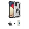 MARSİLYAN™- Galaxy A03S Kılıf Ahenk Klasik Koleksiyonu - Şeffaf Pasifik Cam Ekran Koruyucu + Kamera Lens Koruma Cam - SF