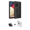 MARSİLYAN™- Galaxy A03S Kılıf Ahenk Klasik Koleksiyonu - Siyah Seramik Nano Ekran Koruyucu + Kamera Lens Koruma Cam - SF