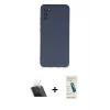 MARSİLYAN™- Galaxy A03S Kılıf Ahenk Serisi - Şeffaf Pasifik Cam Ekran Koruyucu + Kamera Lens Koruma Cam - SF