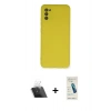 MARSİLYAN™- Galaxy A03S Kılıf Ahenk Serisi - Şeffaf Pasifik Cam Ekran Koruyucu + Kamera Lens Koruma Cam - SF